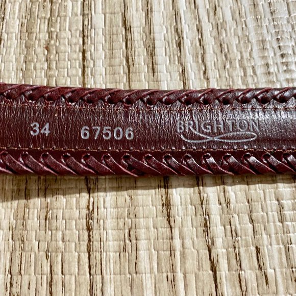 Vintage Men Women Unisex Brighton Western Braided Trim Textile Leather Belt  34" - Picture 9 of 11